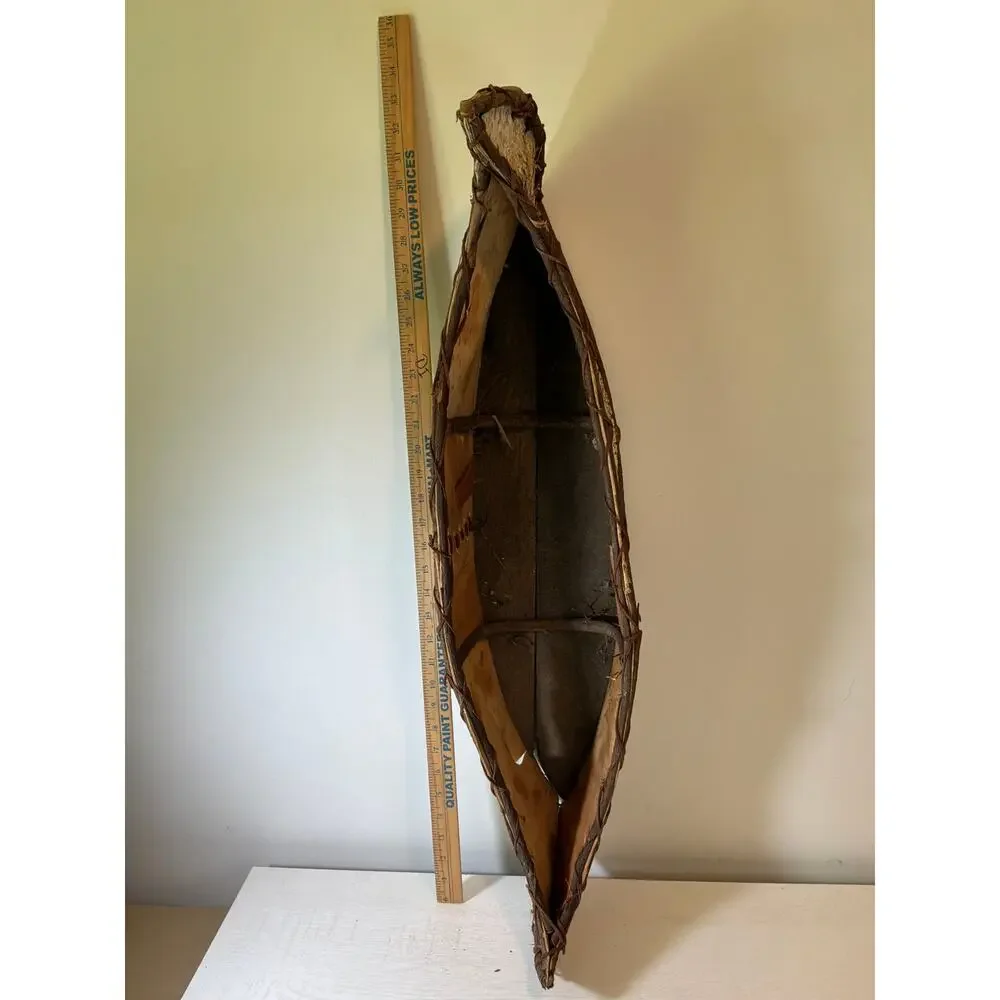 Hand Crafted American White Birch Bark Canoe 33